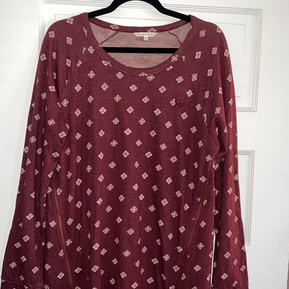 Obey Propaganda dark red/burgundy long sleeve mini dress with zips. Size Large. - Picture 3 of 9